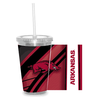 Arkansas Razorbacks Clear Tumbler W/Straw