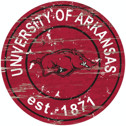Arkansas Razorbacks Distressed Round Sign
