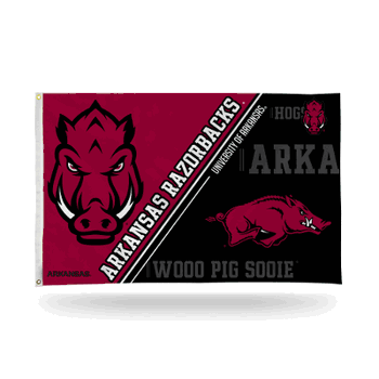 Arkansas Razorbacks Dual-Logo 3' x 5' Banner Flag Single Sided