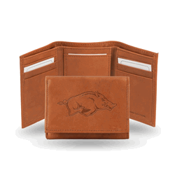 Arkansas Razorbacks  Embossed Genuine Leather Tri-Fold