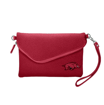 Arkansas Razorbacks Fold Over Crossbody Pebble Dark Red