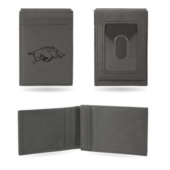 Arkansas Razorbacks Gray Laser Engraved Front Pocket Wallet