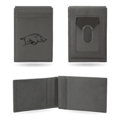 Arkansas Razorbacks Gray Laser Engraved Front Pocket Wallet