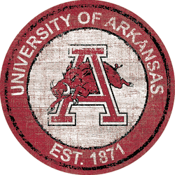 Arkansas Razorbacks Heritage Logo Round Sign