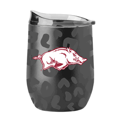 Arkansas Razorbacks Leopard 16oz Black Powdercoat Curved Beverage
