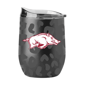 Arkansas Razorbacks Leopard 16oz Black Powdercoat Curved Beverage