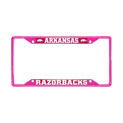 Arkansas Razorbacks Pink Metal License Plate Frame - 6.25"x12.25"