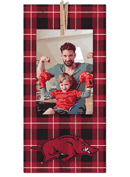 Arkansas Razorbacks Plaid Clothespin 6x12 Sign