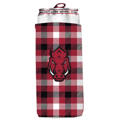 Arkansas Razorbacks Plaid Insulated Slim Can Sleeve