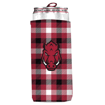 Arkansas Razorbacks Plaid Insulated Slim Can Sleeve