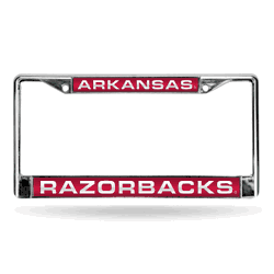 Arkansas Razorbacks Red 12" x 6" Laser Cut Chrome Frame