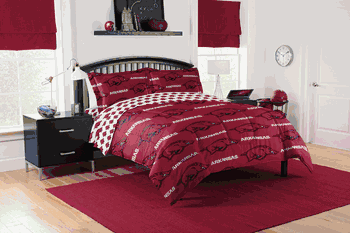 NCAA Arkansas Razorbacks Rotary Queen Bed In A Bag Set