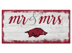 Arkansas Razorbacks Script Mr & Mrs 6x12 Sign