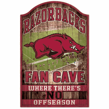 Arkansas Razorbacks Sign 11x17 Wood Fan Cave Design