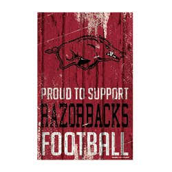Arkansas Razorbacks Sign 11x17 Wood Proud to Support Design
