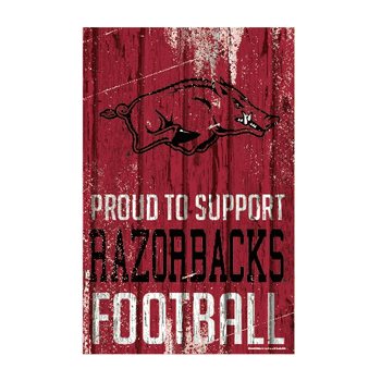Arkansas Razorbacks Sign 11x17 Wood Proud to Support Design