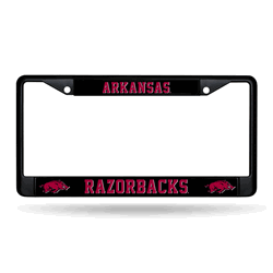 Arkansas Razorbacks Standard Black Chrome Frame with Plastic Inserts 12" x 6" Car/Truck Auto Accessory