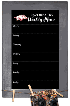 Arkansas Razorbacks Weekly Chalkboard with frame & clothespins 11x19 Sign