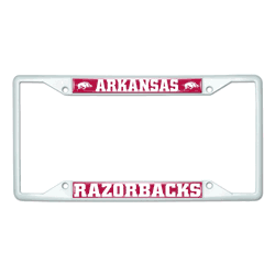 Arkansas Razorbacks White Metal License Plate Frame - 6.25"x12.25"