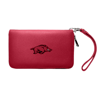 Arkansas Razorbacks Zip Organizer Wallet Pebble Dark Red