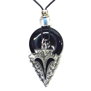 Arrowhead Adjustable Cord Necklace with Onyx Colored Disc