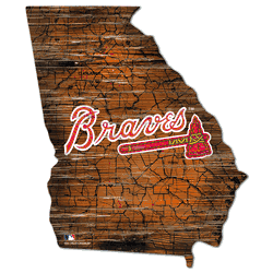Atlanta Braves 24in. Distressed State w/Logo Sign