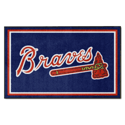 Atlanta Braves 4ft. x 6ft. Plush Area Rug "Braves" Logo