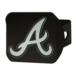 Atlanta Braves Black Metal Hitch Cover with Metal Chrome 3D Emblem