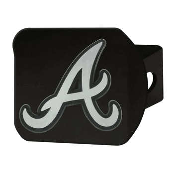 Atlanta Braves Black Metal Hitch Cover with Metal Chrome 3D Emblem