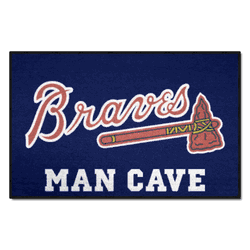 Atlanta Braves "Braves" Script Logo Man Cave Starter Mat Accent Rug - 19in. x 30in.