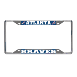 Atlanta Braves Chrome Metal License Plate Frame, 6.25in x 12.25in