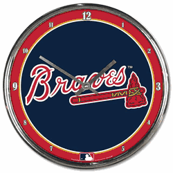 Atlanta Braves Clock Round Wall Style Chrome