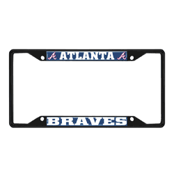 Atlanta Braves Metal License Plate Frame Black Finish