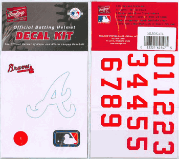 Atlanta Braves Official Rawlings Authentic Batting Helmet Decal Kit