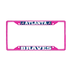 Atlanta Braves Pink Metal License Plate Frame - 6.25"x12.25"