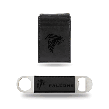 Atlanta Falcons Black Laser Engraved Front Pocket Wallet & Bar Blade