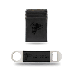 Atlanta Falcons Black Laser Engraved Front Pocket Wallet & Bar Blade