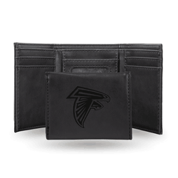 Atlanta Falcons Black Laser Engraved Tri-Fold Wallet