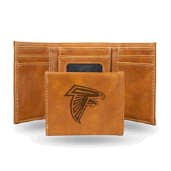 Atlanta Falcons Brown Laser Engraved Faux Leather Trifold