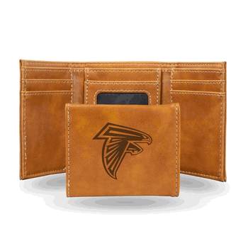 Atlanta Falcons Brown Laser Engraved Faux Leather Trifold