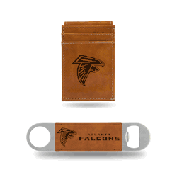 Atlanta Falcons Brown Laser Engraved Front Pocket Wallet & Bar Blade