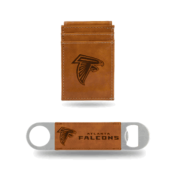 Atlanta Falcons Brown Laser Engraved Front Pocket Wallet & Bar Blade