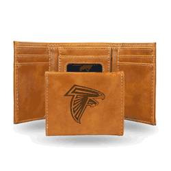 Atlanta Falcons Brown Laser Engraved Tri-Fold Wallet