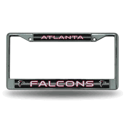 Atlanta Falcons Classic 12" x 6" Silver Bling Chrome Car/Truck/SUV Auto Accessory