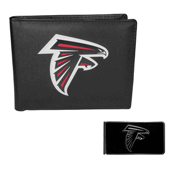 Atlanta Falcons Leather Bi-fold Wallet & Black Money Clip
