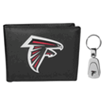 Atlanta Falcons Leather Bi-fold Wallet & Steel Key Chain