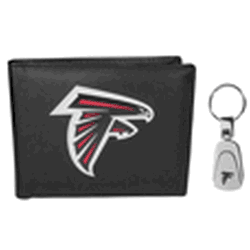 Atlanta Falcons Leather Bi-fold Wallet & Steel Key Chain