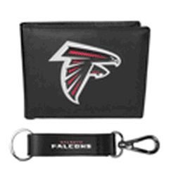 Atlanta Falcons Leather Bi-fold Wallet & Strap Key Chain