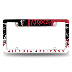 Atlanta Falcons Primary 12" x 6" Chrome All Over Automotive License Plate Frame