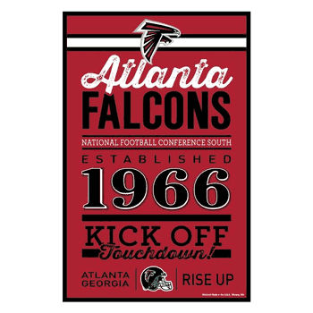 Atlanta Falcons Sign 11x17 Wood Established Design